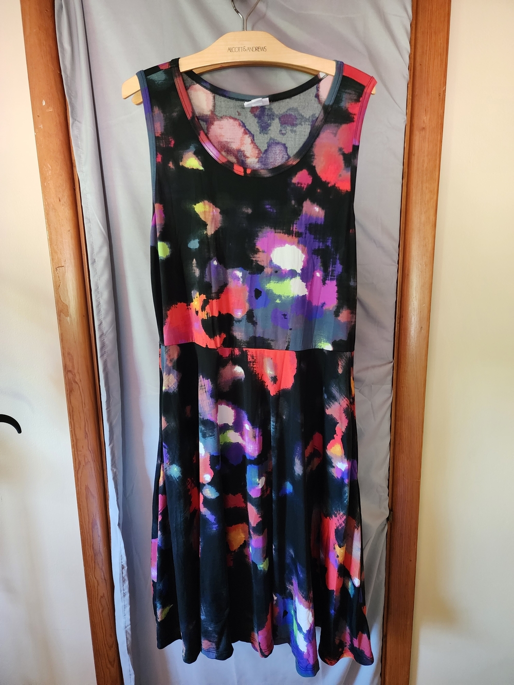 Lularoe Sleeveless Black Abstract Floral Fit-and-Flare Dress